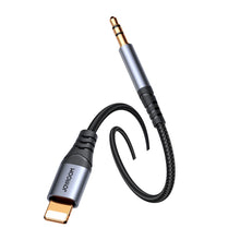 Заредете изображение във визуализатора на галерията – Joyroom stereo audio cable AUX 3.5 mm mini jack - Lightning for iPhone iPad 1.2 m black (SY-A06)
