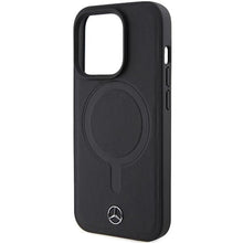 Заредете изображение във визуализатора на галерията – Mercedes Smooth Leather MagSafe case for iPhone 15 Pro Max - black

