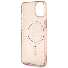 Заредете изображение във визуализатора на галерията – Original Case GUESS hardcase Glitter Gold MagSafe GUHMP14MHCMCGP for Iphone 14 Plus pink
