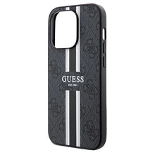 Заредете изображение във визуализатора на галерията – Guess 4G Printed Stripes MagSafe case for iPhone 15 Pro Max - black
