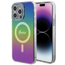 Заредете изображение във визуализатора на галерията – Guess IML Iridescent MagSafe case for iPhone 15 Pro - black
