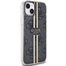 Заредете изображение във визуализатора на галерията – Original faceplate case GUESS GUHCP15MH4PSEGK for iPhone 15 Plus (4G Gold  Stripe / black)
