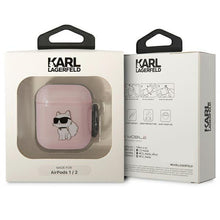 Заредете изображение във визуализатора на галерията – Karl Lagerfeld KLA2HNCHTCP Airpods 1/2 cover pink/pink Ikonik Choupette
