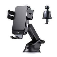 Заредете изображение във визуализатора на галерията – Joyroom Qi wireless 15W automatic car charger electric phone holder (dashboard and air vent) black (JR-ZS219)
