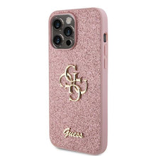 Заредете изображение във визуализатора на галерията – Guess GUHCP15XHG4SGP iPhone 15 Pro Max 6.7" pink/pink hardcase Glitter Script Big 4G
