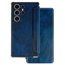 Заредете изображение във визуализатора на галерията – Razor Leather Book Case for Samsung Galaxy S23 Ultra navy
