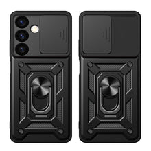 Заредете изображение във визуализатора на галерията – Hybrid Armor Camshield armored case for Samsung Galaxy S24 with camera cover - black
