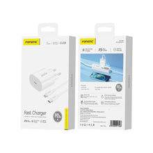 Заредете изображение във визуализатора на галерията – Foneng Wall charger EU39 - Type C - PD 20W 3A with Type C to Lightning cable white
