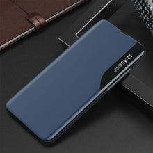 Заредете изображение във визуализатора на галерията – Eco Leather View Case for Samsung S24 Ultra with flap - blue
