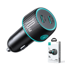 Заредете изображение във визуализатора на галерията – Car charger 2x USB C 70W with LED backlight Joyroom JR-CCN02 | black
