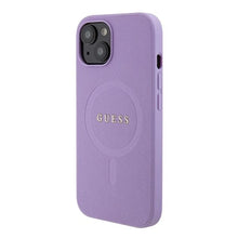 Заредете изображение във визуализатора на галерията – Guess Saffiano MagSafe case for iPhone 15 Plus - purple
