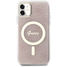 Заредете изображение във визуализатора на галерията – Original Case GUESS hardcase 4G MagSafe GUHMN61H4STP for Iphone 11 pink
