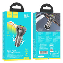 Заредете изображение във визуализатора на галерията – HOCO car charger USB QC 18W + Type C 30W with digital display PD48W NZ12B transparent black

