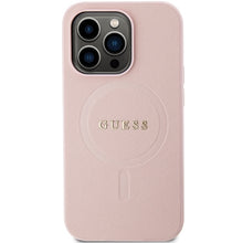 Заредете изображение във визуализатора на галерията – Original Case GUESS hardcase Saffiano MagSafe GUHMP14LPSAHMCP for Iphone 14 Pro pink
