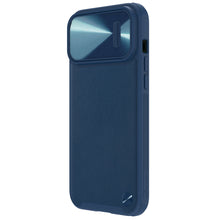 Заредете изображение във визуализатора на галерията – Nillkin CamShield Leather S Case iPhone 14 Pro cover with camera cover blue
