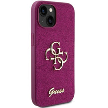 Заредете изображение във визуализатора на галерията – Guess Glitter Script Big 4G case for iPhone 15 - purple
