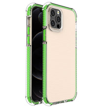 Заредете изображение във визуализатора на галерията – Spring Armor clear TPU gel rugged protective cover with colorful frame for iPhone 12 Pro / iPhone 12 green
