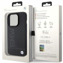 Заредете изображение във визуализатора на галерията – Original Case BMW Leather Hot Stamp BMHCP15LSLLBK for Iphone 15 Pro Black
