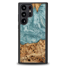 Заредете изображение във визуализатора на галерията – Wood and resin case for Samsung Galaxy S23 Ultra Bewood Unique Uranus - blue and white
