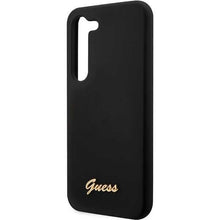 Заредете изображение във визуализатора на галерията – Guess GUHCS23SSLSMK S23 S911 black/black hardcase Silicone Vintage Gold Logo
