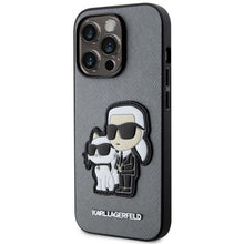 Заредете изображение във визуализатора на галерията – Karl Lagerfeld KLHCP14XSANKCPG iPhone 14 Pro Max 6.7" hardcase silver/silver Saffiano Karl &amp; Choupette
