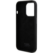 Заредете изображение във визуализатора на галерията – Karl Lagerfeld Silicone Ikonik Metal Pin case for iPhone 15 Pro - black
