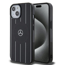 Заредете изображение във визуализатора на галерията – Original Case MERCEDES hardcase Double Layer Crossed Lines MagSafe MEHMP15S23HRSK for Iphone 15 Black

