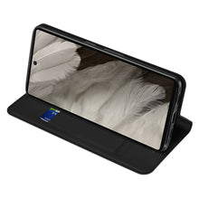 Заредете изображение във визуализатора на галерията – Dux Ducis Skin Pro Case for Google Pixel 7a Flip Card Wallet Stand Black
