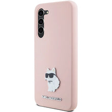 Заредете изображение във визуализатора на галерията – Karl Lagerfeld Silicone Choupette Metal Pin case for Samsung Galaxy S23 - pink
