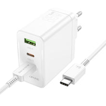 Заредете изображение във визуализатора на галерията – Borofone Wall charger BN12 Manager - USB + 2xType C - PD 65W 3A with Type C to Type C cable white
