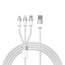 Заредете изображение във визуализатора на галерията – Baseus StarSpeed 3in1 cable USB-A - Micro-USB / Lightning / USB-C 3.5A 1.2m white
