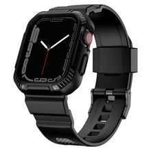 Заредете изображение във визуализатора на галерията – Kingxbar CYF537 2in1 Armored Case for Apple Watch SE, 8, 7, 6, 5, 4, 3, 2, 1 (45, 44, 42 mm) with strap black
