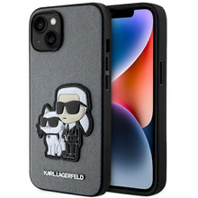 Заредете изображение във визуализатора на галерията – Karl Lagerfeld KLHCP14SSANKCPG iPhone 14 6.1" hardcase silver/silver Saffiano Karl &amp; Choupette
