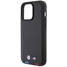 Заредете изображение във визуализатора на галерията – BMW BMHCP15X22PTDK iPhone 15 Pro Max 6.7" black/black Leather Stamp Tricolor
