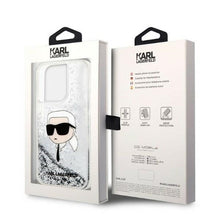 Заредете изображение във визуализатора на галерията – Original Pouch KARL LAGERFELD Glitter Karl Head KLHCP14XLNCHCS for Iphone 14 Pro Max silver
