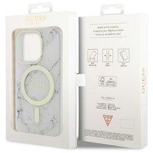 Заредете изображение във визуализатора на галерията – Original Case GUESS hardcase Marble MagSafe GUHMP14XPCUMAH for Iphone 14 Pro Max white
