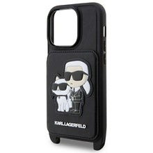 Заредете изображение във визуализатора на галерията – Original Pouch KARL LAGERFELD Crossbody Saffiano Karl &amp; Choupette KLHCP14XCSAKCPMK for Iphone 14 Pro Max Black
