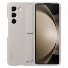 Заредете изображение във визуализатора на галерията – Silicone case for Samsung Galaxy Z Fold 5 with stand and strap - beige
