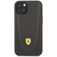 Заредете изображение във визуализатора на галерията – Ferrari FEHCP13MRGOG iPhone 13 6.1" black/black hardcase Leather Curved Line
