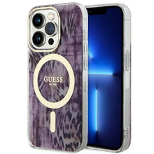 Заредете изображение във визуализатора на галерията – Guess GUHMP14LHLEOPWP iPhone 14 Pro 6.1" pink/pink hardcase Leopard MagSafe
