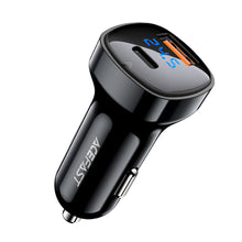 Заредете изображение във визуализатора на галерията – Acefast car charger usb a + typ c qc4.0 pd66w pps afc fcp lcd b4 black
