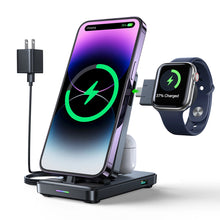 Заредете изображение във визуализатора на галерията – Joyroom JR-WQS02 iPhone AirPods Apple Watch 4in1 charging station foldable - black
