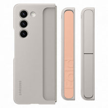 Заредете изображение във визуализатора на галерията – Silicone case for Samsung Galaxy Z Fold 5 with stand and strap - beige
