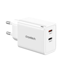 Заредете изображение във визуализатора на галерията – Choetech PD6013 2x USB-C PD 65W GaN wall charger - white
