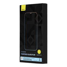 Заредете изображение във визуализатора на галерията – Baseus Full Screen Tempered Glass for iPhone 14 Pro Max with Speaker Cover 0.4mm + Mounting Kit

