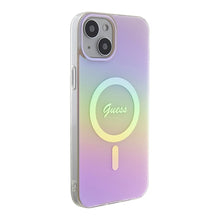 Заредете изображение във визуализатора на галерията – Original Case GUESS IML Iridescent Magsafe hardcase GUHMP15MHITSP for Iphone 15 Plus pink
