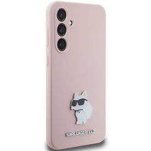 Заредете изображение във визуализатора на галерията – Karl Lagerfeld Silicone Choupette Metal Pin case for Samsung Galaxy S23 FE - pink

