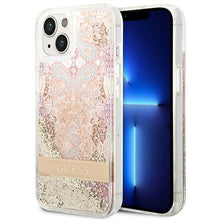 Заредете изображение във визуализатора на галерията – Original faceplate case guess guhcp14mlflsd for iphone 14 plus (liquide glitter paisley / gold)
