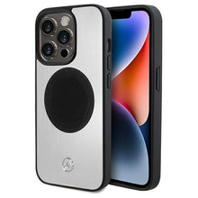 Заредете изображение във визуализатора на галерията – Mercedes Leather&amp;Alu MagSafe case for iPhone 15 Pro - silver
