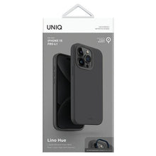 Заредете изображение във визуализатора на галерията – Uniq Lino Hue iPhone 15 Pro 6.1" case Magclick Charging gray/charcoal gray
